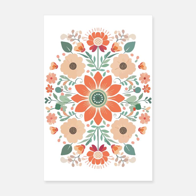 floral retro design boho flower power Poster 20x30 cm