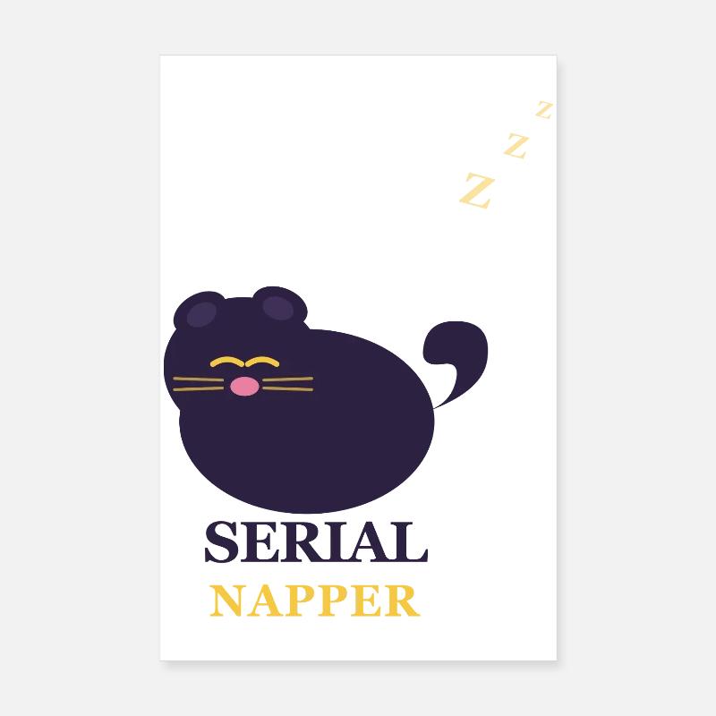 Serien-Napper-Katze - Poster 20x30 cm - Weiß