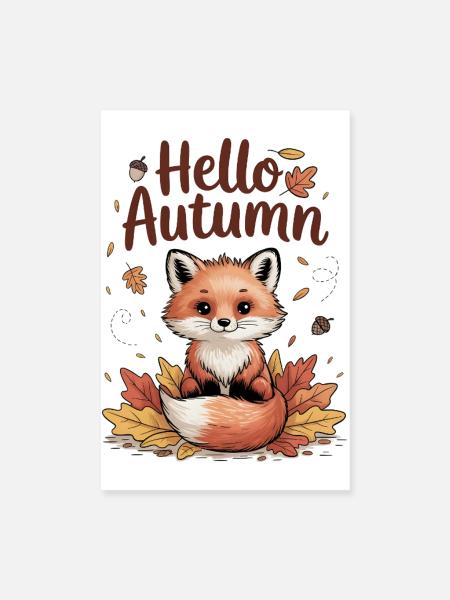 Hallo Herbst - Poster 20x30 cm - Weiß