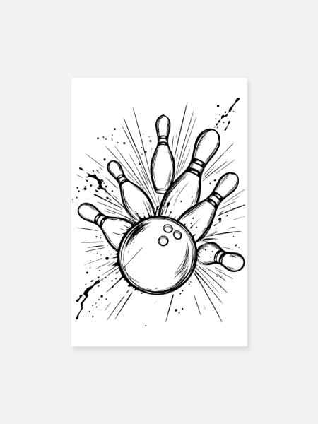 Bowling - Poster 20x30 cm - Weiß