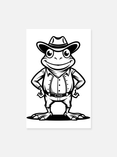 Cowboy-Frosch - Poster 20x30 cm - Weiß - Vorne