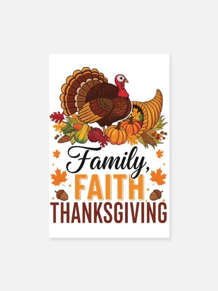 Thanksgiving-Familie Glaubenstruthahn - Poster 20x30 cm - Weiß
