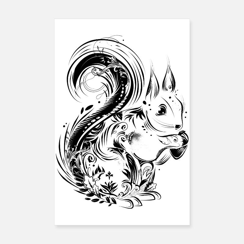 Squirrel with acorn in paws Poster 8" x 12" (20x30 cm)