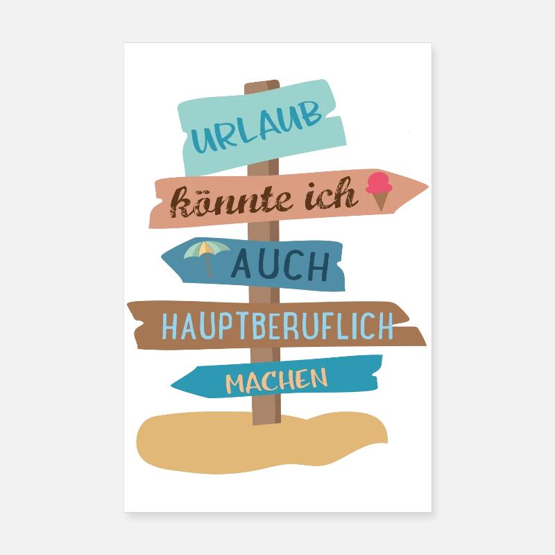 Urlaub - Poster 20x30 cm - Weiß