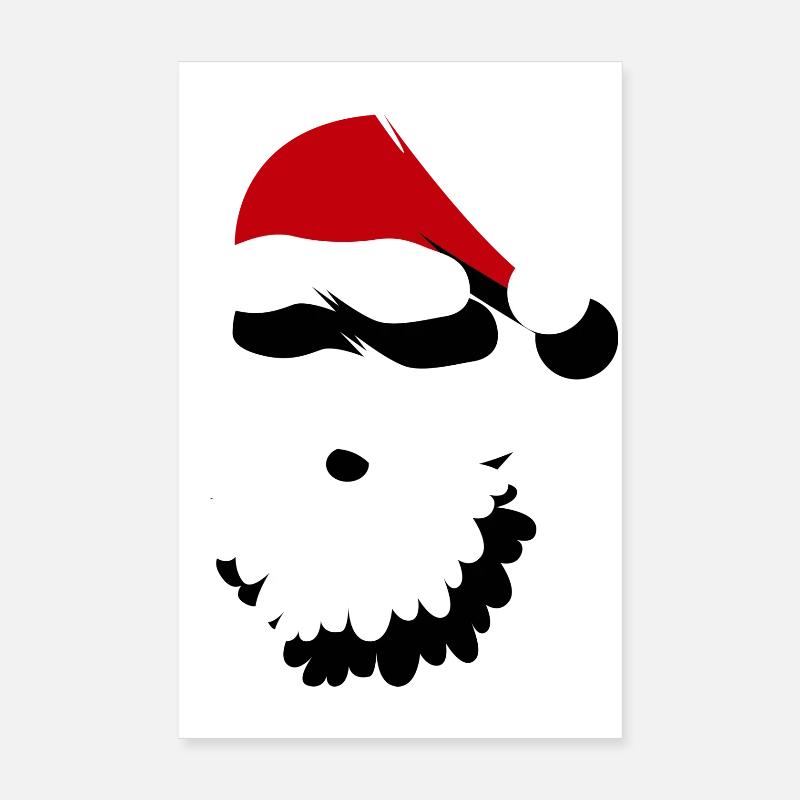 Minimalistischer Weihnachtsmann Hut & Bart Poster 20x30 cm