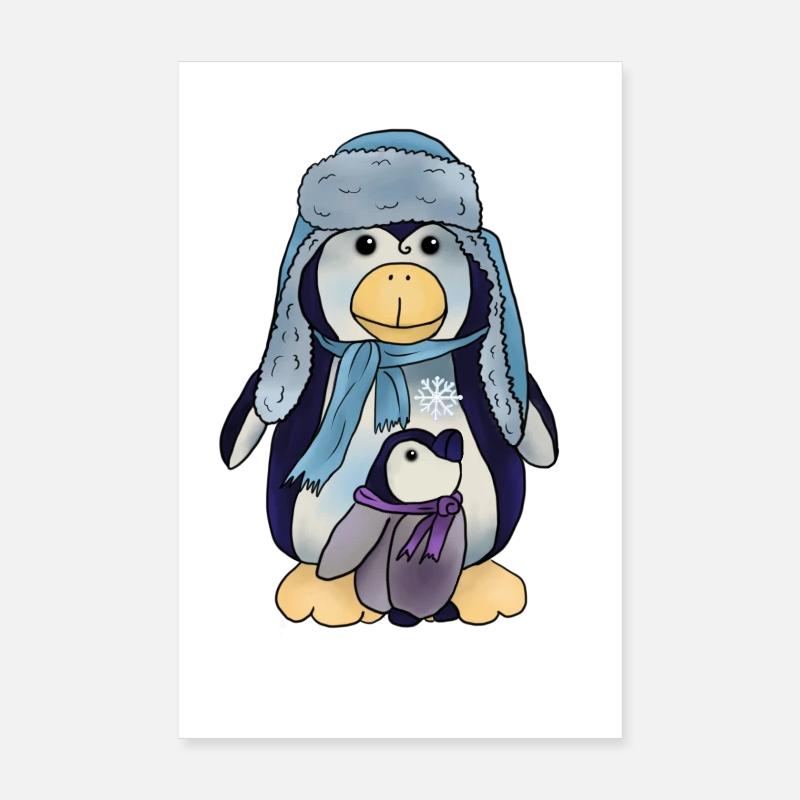 Pinguin mit Kind Poster 20x30 cm