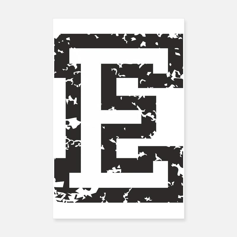 Letter E (Used Look) Black / White Poster 8" x 12" (20x30 cm)