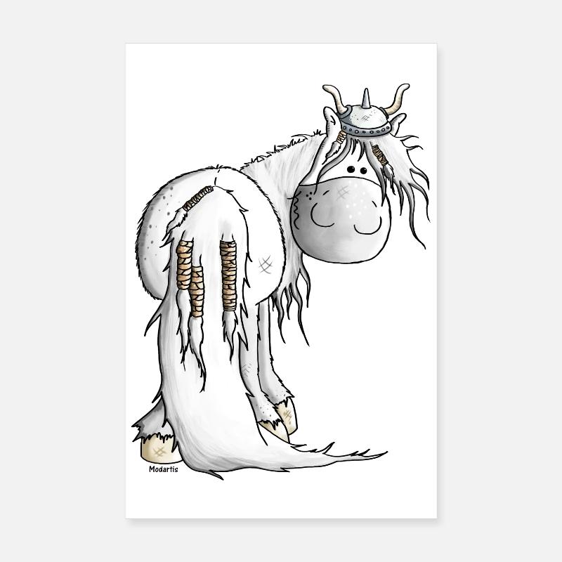 Wikinger Isländer - Pferd - Poster 20x30 cm - Weiß