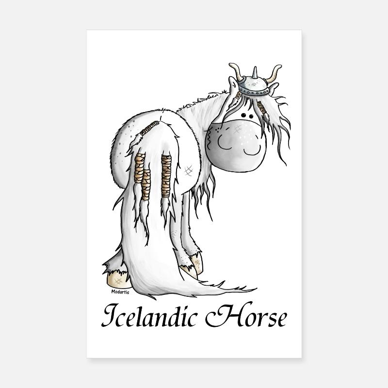 Wilder Wikinger Isländer - Pferd - Poster 20x30 cm - Weiß