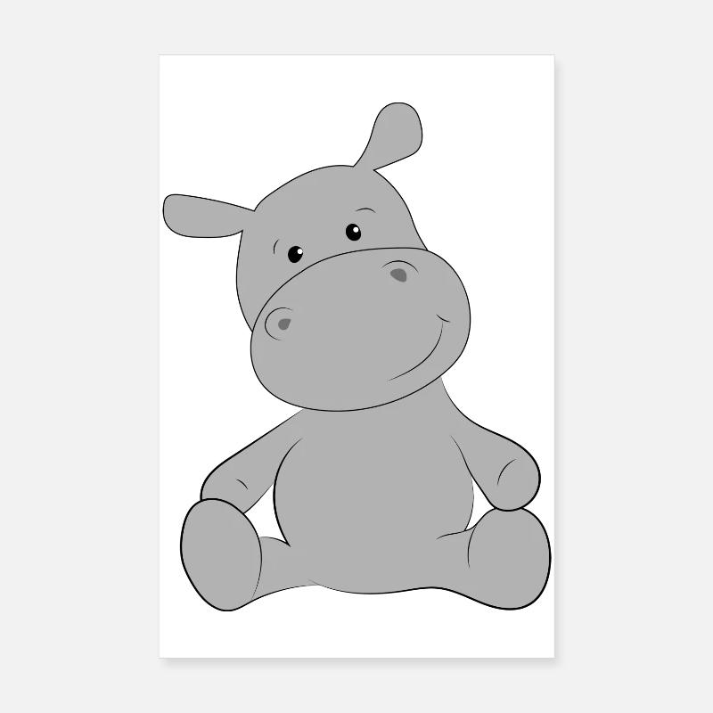 Hippopotame Poster 20 x 30 cm