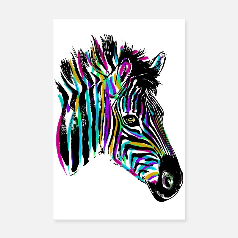 Colorful Zebra - Colored Zebra Poster 8" x 12" (20x30 cm)