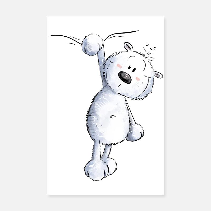 Drolliger Kleiner Bär I Wildtier Comic - Poster 20x30 cm - Weiß