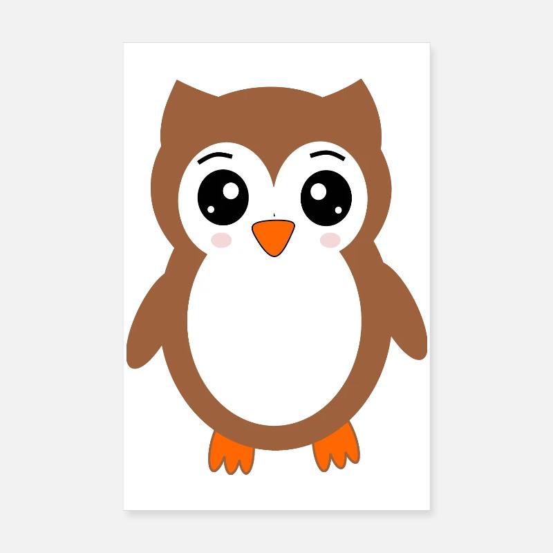 braune Eule Vogel Vogelschutz - Poster 20x30 cm - Weiß