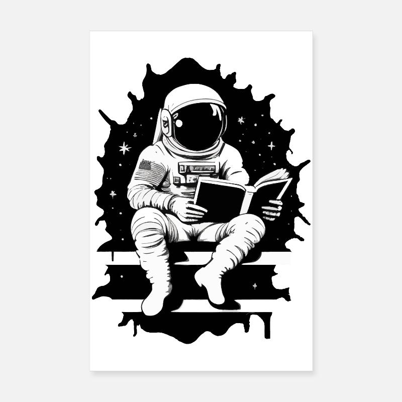 Astronaut liest ein Buch Poster 20x30 cm