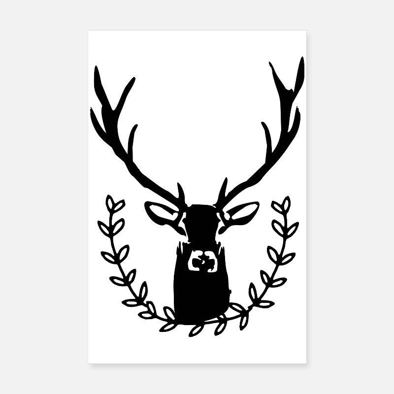Deer with laurel wreath Poster 8" x 12" (20x30 cm)