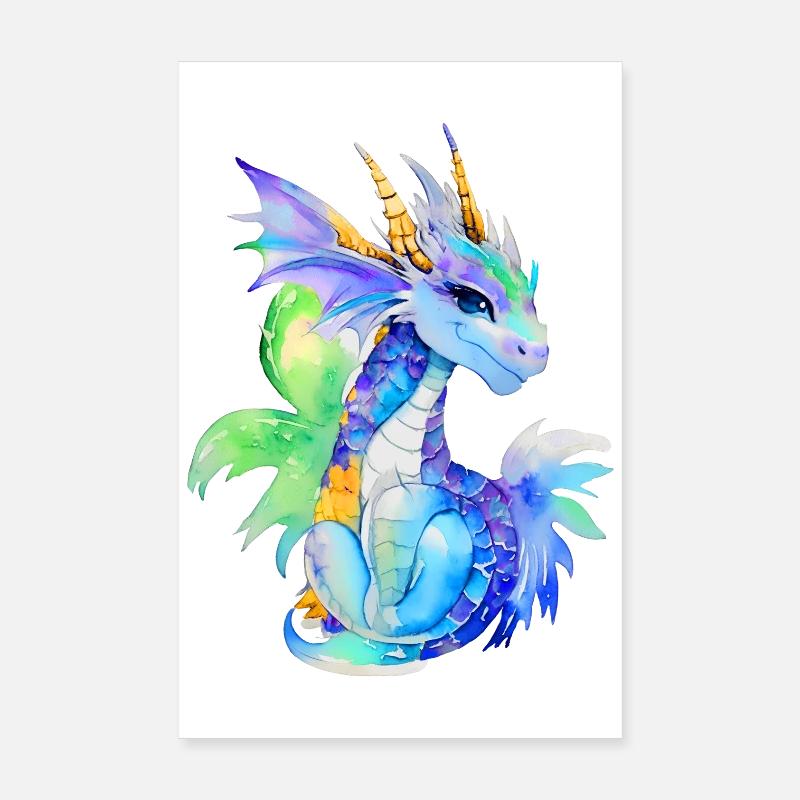 Kleiner Drache - Poster 20x30 cm - Weiß