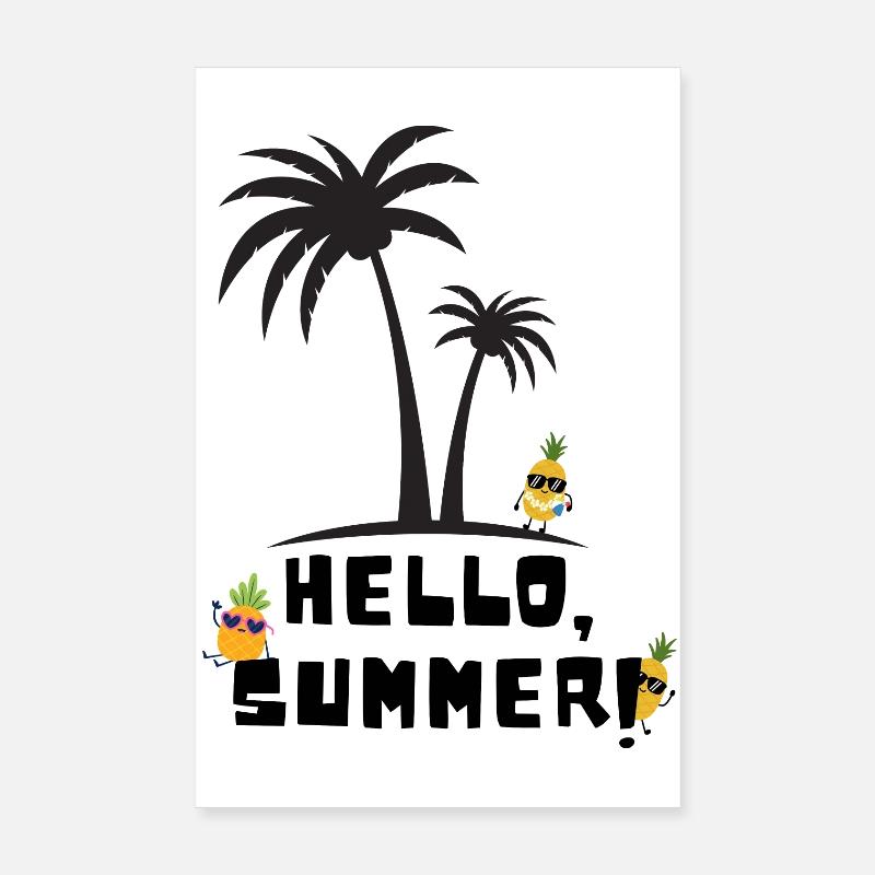 Hello summer - Poster 20x30 cm - Weiß