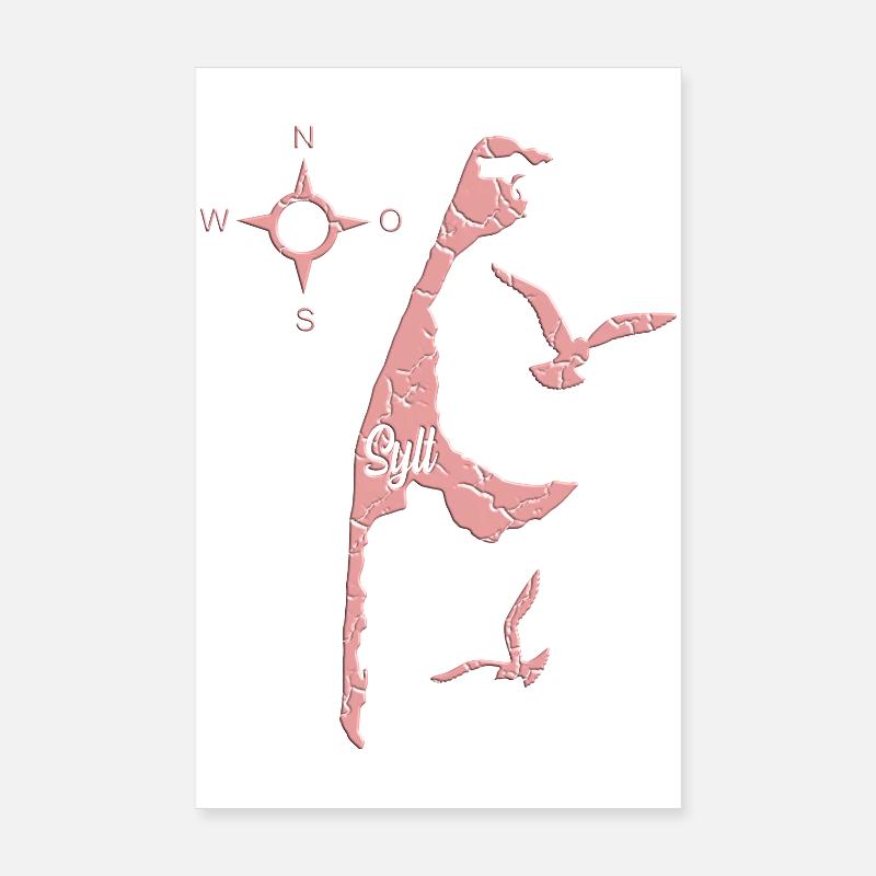 Sylt Design en rose Poster 20 x 30 cm