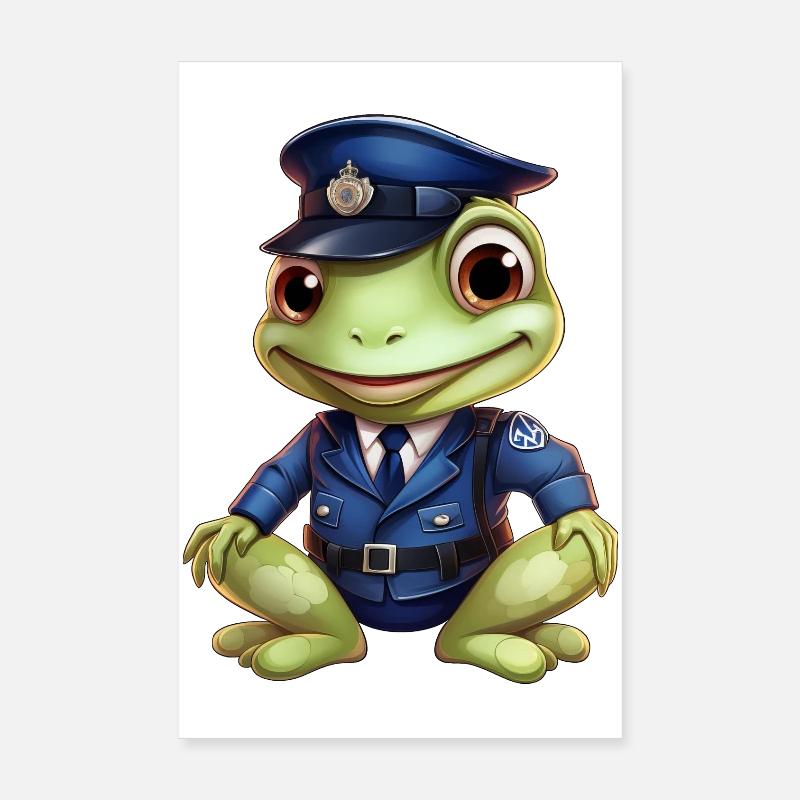 Grenouille Policier Poster 20 x 30 cm