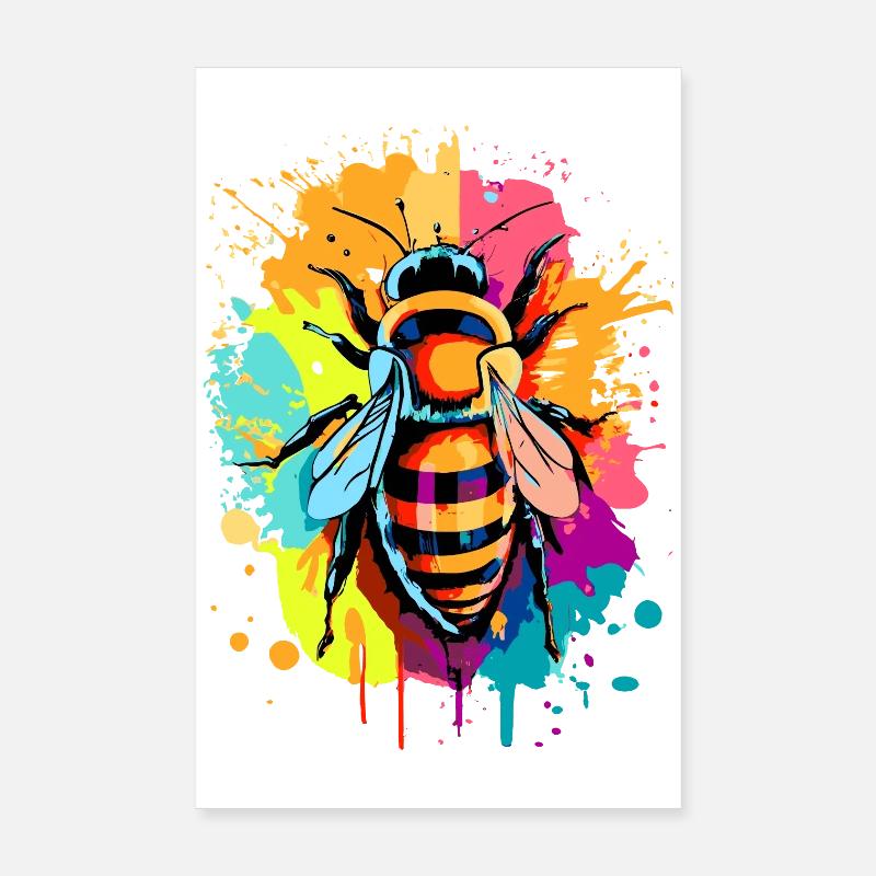 Bee Colorful - Bees & Bees - Honey Bee Poster 8" x 12" (20x30 cm)