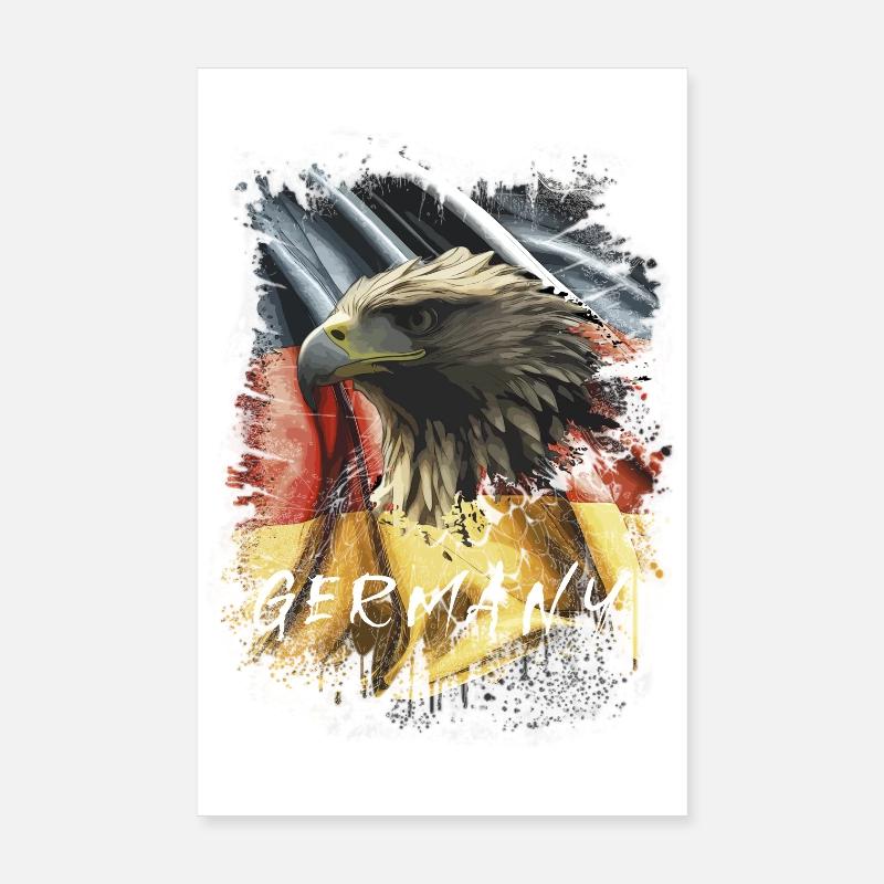 Germany Adler Adlerkopf Geschenk - Poster 20x30 cm - Weiß