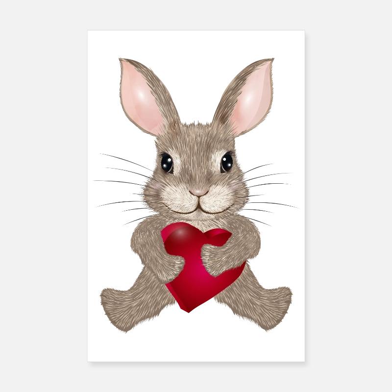 lapin mignon avec cœur pour la Saint-Valentin Poster 20 x 30 cm