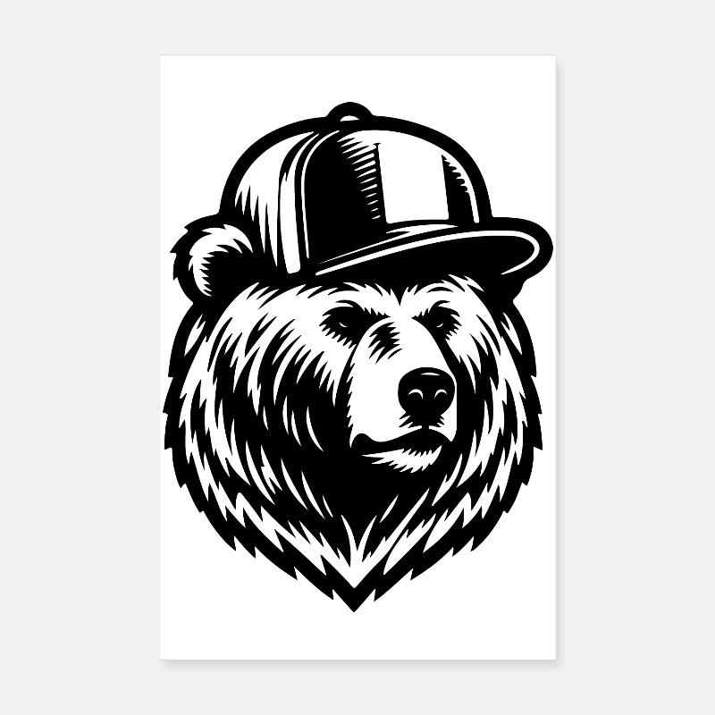 Cool Grizzly (Schwarz) Poster 20x30 cm