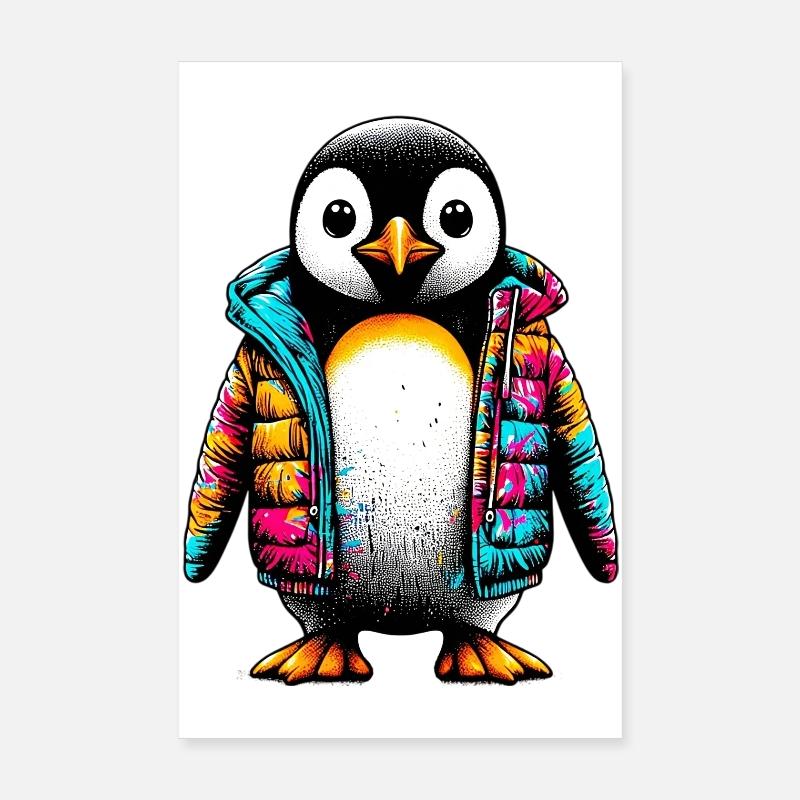 Pinguin mit Jacke Jacke Poster 20x30 cm