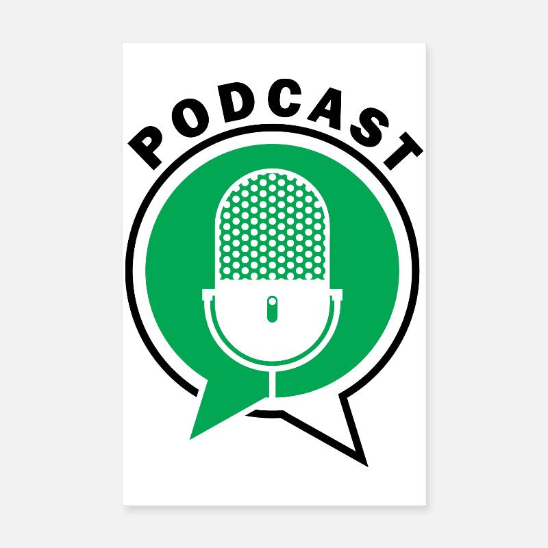 Podcast Microphone Speech Bubbles Poster 8" x 12" (20x30 cm)