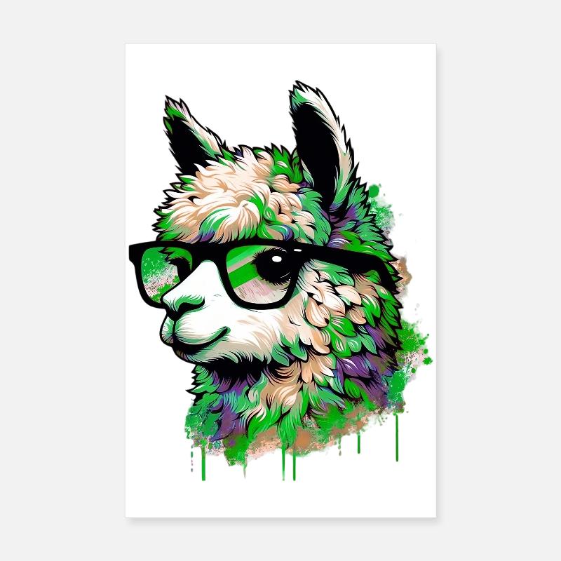 Alpaca with Glasses Poster 8" x 12" (20x30 cm)
