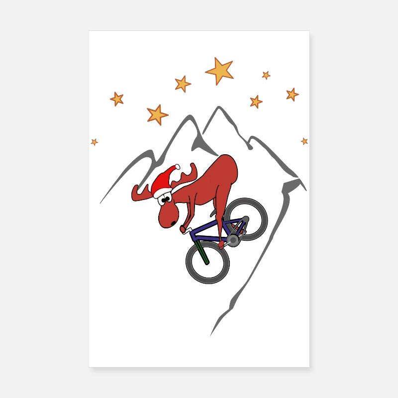 Moose MTB Downhill Xmas Poster 8" x 12" (20x30 cm)