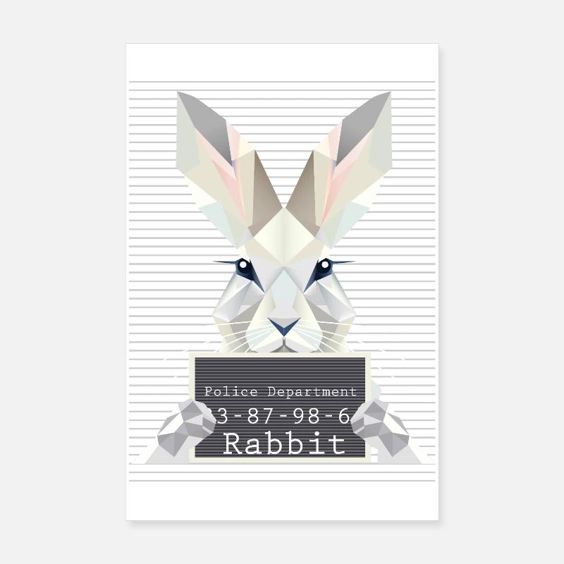 Rabbit Mugshot – Bunny Humor in Geometry Poster 8" x 12" (20x30 cm)