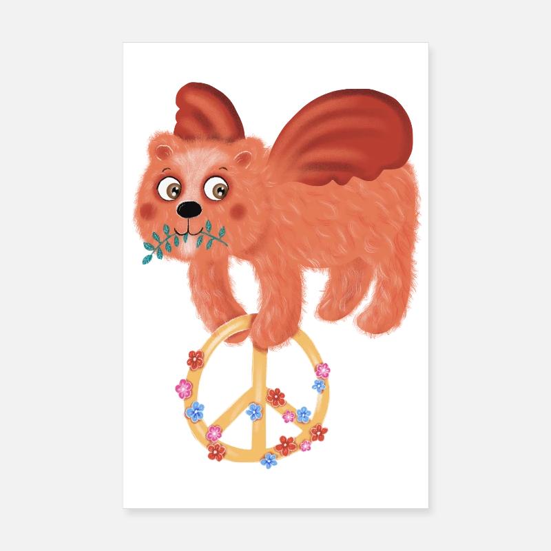 Peace bear Bruno flies for peace Poster 8" x 12" (20x30 cm)