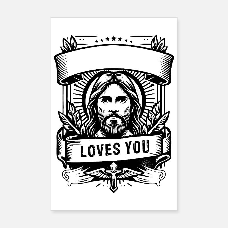 Jésus vous aime avec l’arc Poster 20 x 30 cm