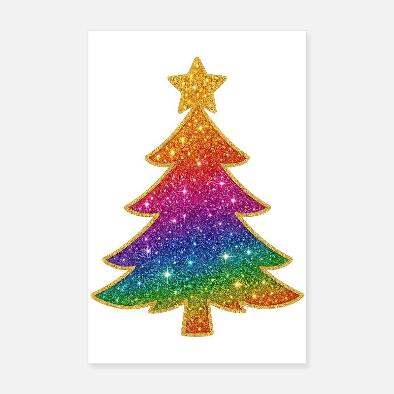 Regenbogen Glitzer Tannenbaum Poster 20x30 cm