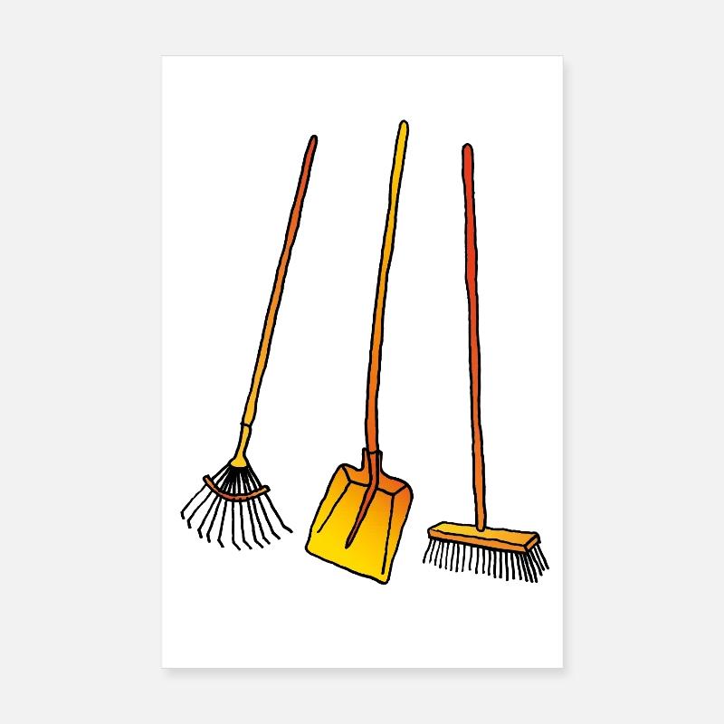 Leaf rake, shovel and broom Poster 8" x 12" (20x30 cm)