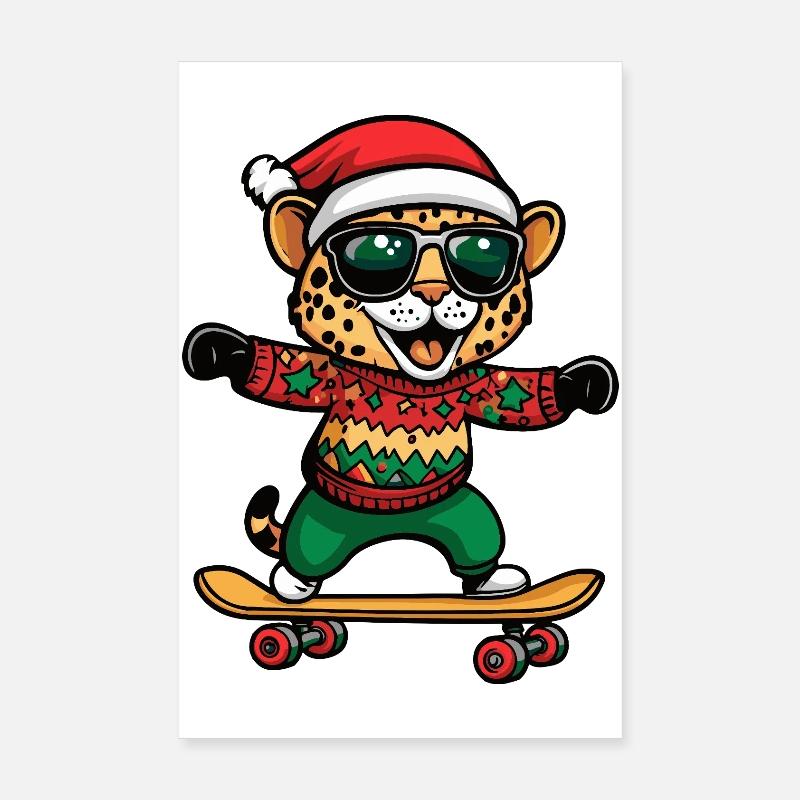 Léopard Noël Drôle Poster 20 x 30 cm