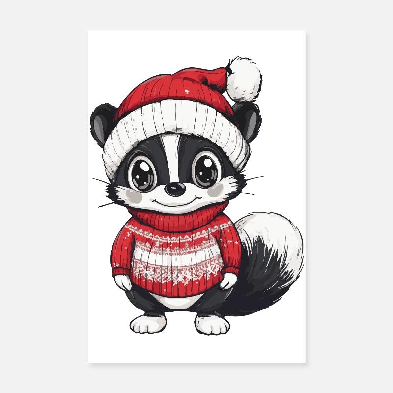 Skunk Christmas Poster 8" x 12" (20x30 cm)