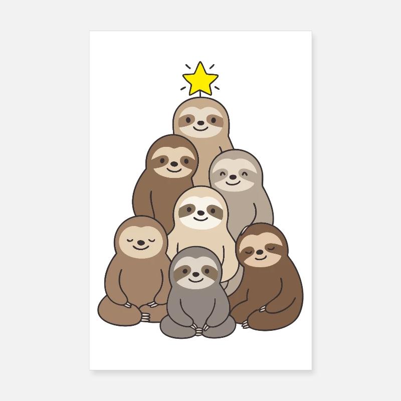 Mignon paresseux arbre de Noël Noël le plus mignon Poster 20 x 30 cm