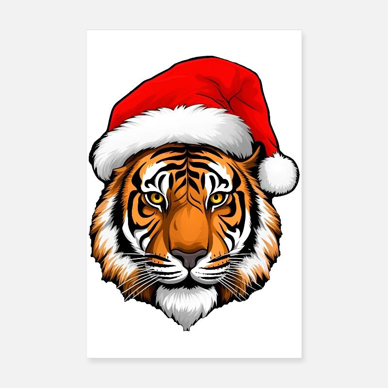 Weihnachtsmann Tiger Poster 20x30 cm