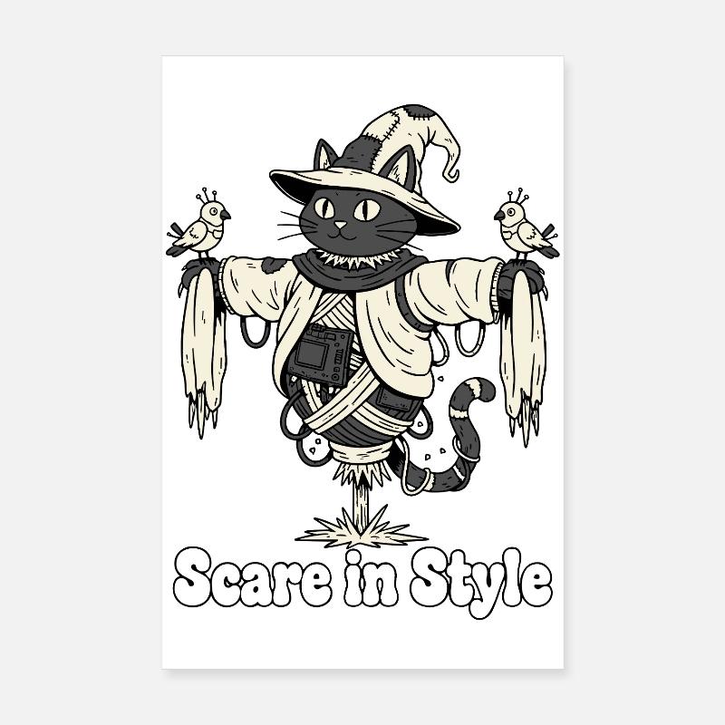 Scare in Style: Halloween Cat Poster 8" x 12" (20x30 cm)