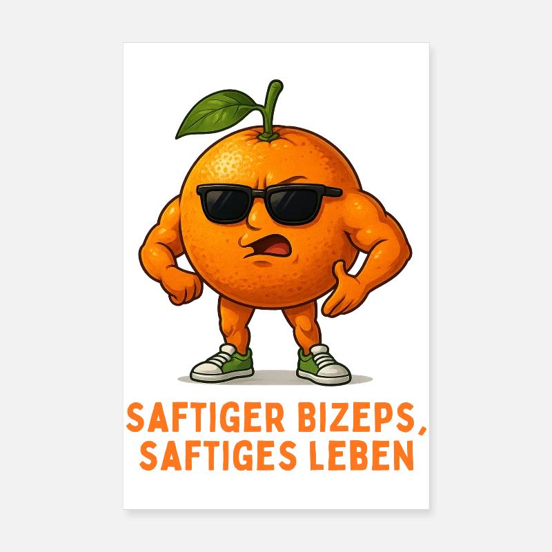 Saftige Orange mit Sonnenbrille Poster 20x30 cm