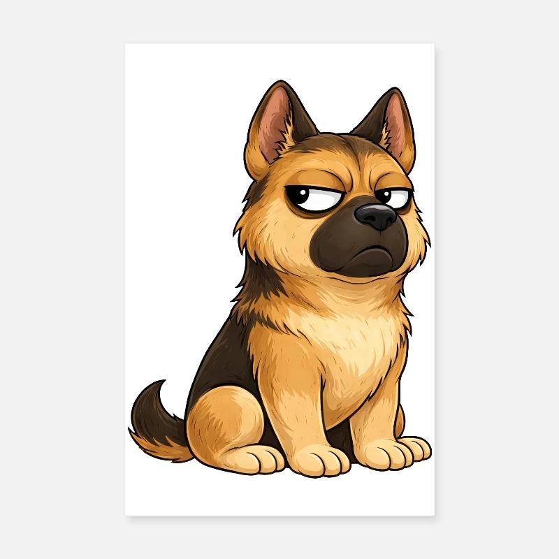 Cool Dog German Shepherd Skeptical Poster 8" x 12" (20x30 cm)
