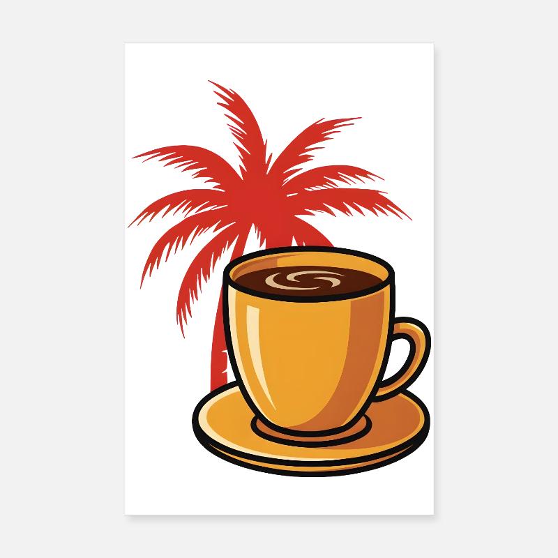 Tropischer Kaffee Palmenstil Poster 20x30 cm