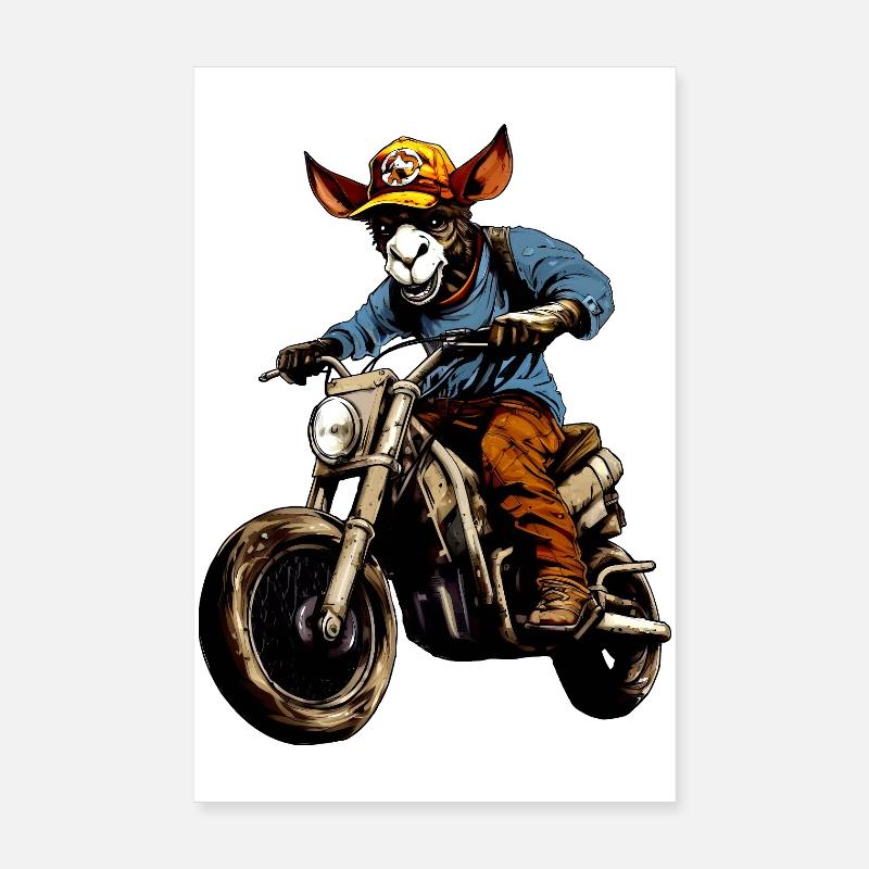 Donkey Motorcycle Poster 8" x 12" (20x30 cm)