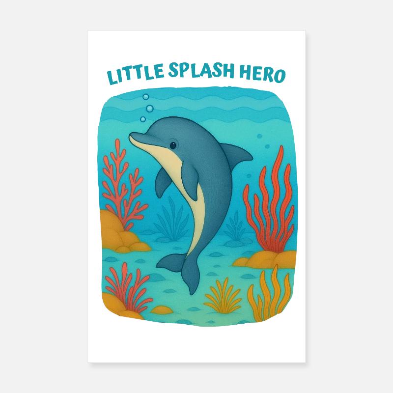 Spritzender Delfin-Held Poster 20x30 cm