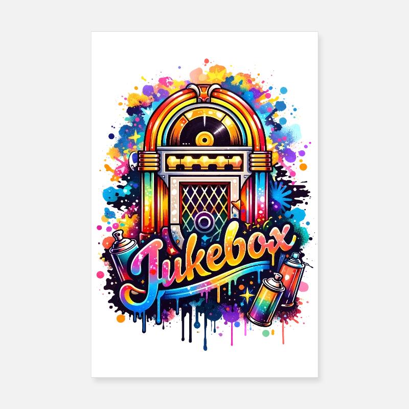 Bunte Jukebox im Graffiti-Style  Poster 20x30 cm