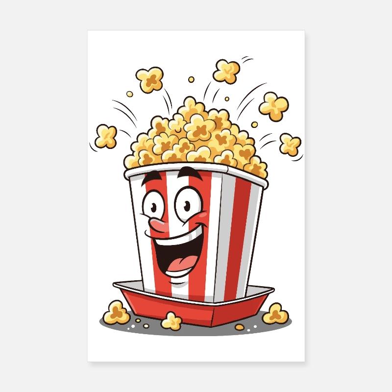 Divertissement de dessins animés avec un seau de popcorn Poster 20 x 30 cm
