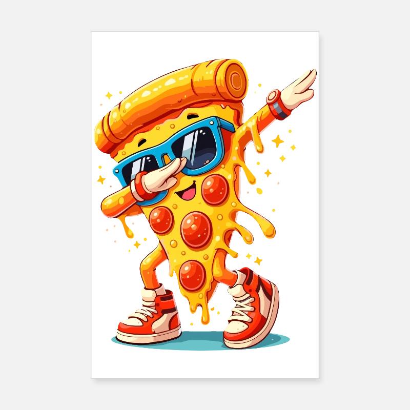 Dabbing Pizza with Sunglasses Dab Dance Cheese Pizza Poster 8" x 12" (20x30 cm)