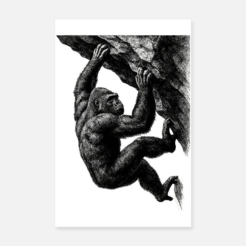Realistic Gorilla: Bouldering & Grip Strength Poster 8" x 12" (20x30 cm)